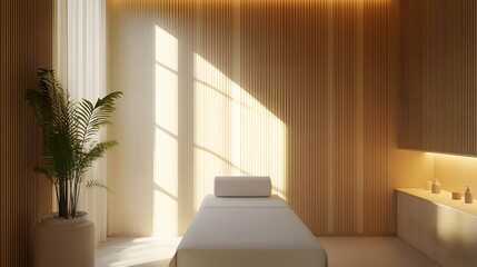 Natural sunlight entering minimalist treatment room