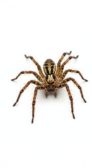 Detailed spider portrait against white backdrop