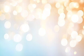 Soft bokeh lights in a gradient of blue and gold create a dreamy and festive atmosphere for celebration