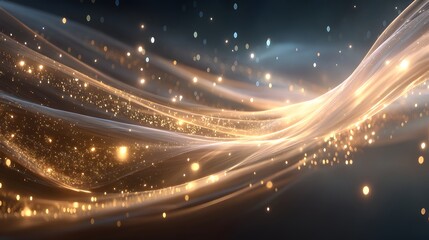 Obraz premium Ethereal Light Waves with Sparkles and Bokeh Effect in Soft Color Tones