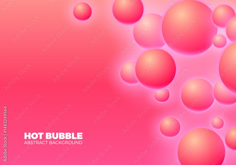 Poster Abstract background with hot pink shiny balls floating in motion.
