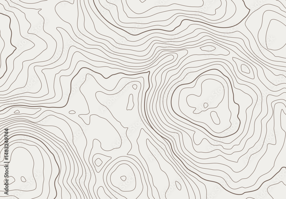 Leinwandbilder Topographic map background with altitude lines. Abstract terrain topography with elevation levels of the relief