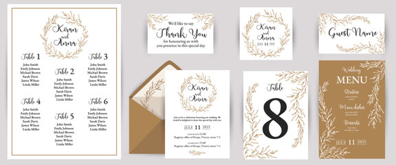 Vector design set of invitation cards and other printing. Illustration design for invitation, cover, poster, dress code and menu.