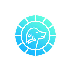 Elegant Blue Dog Head in Segmented Circle Vector Logo