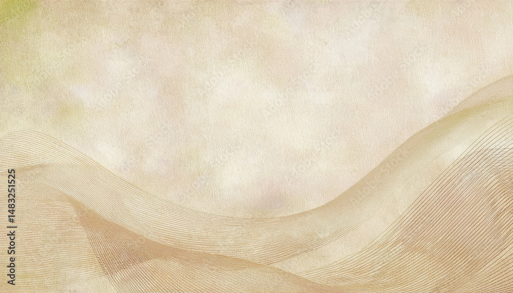 Poster soft abstract beige waves with golden mesh texture on canvas background for elegant web design, branding or minimalist print material

