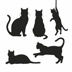 set of cats silhouettes