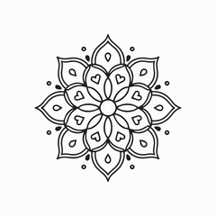 Mandala Heart Floral Line Art Design