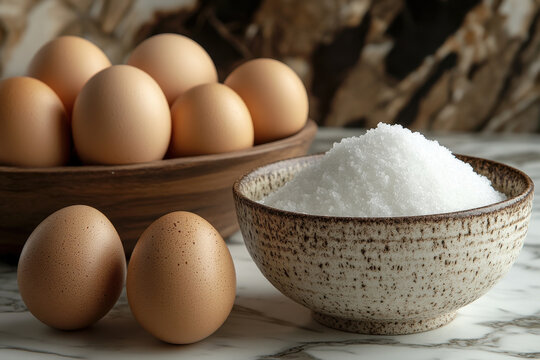 Mixing eggs and sugar in a bowl.