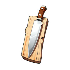 Chef knife with wooden handle and sharp blade isolated on transparent background