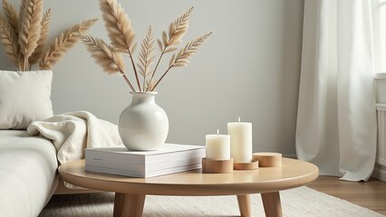 Minimalist Living Room With Pampas Grass