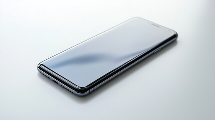 Fingerprint protected screen displayed on a smartphone, white background