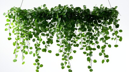 Hanging Green Dischidia Plant on White, Foliage , Indoor Plant