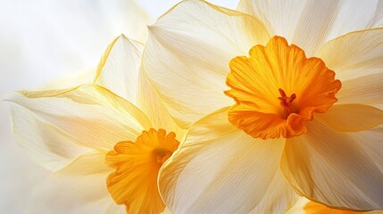 Obraz premium Close-up view of delicate, pale yellow daffodils.