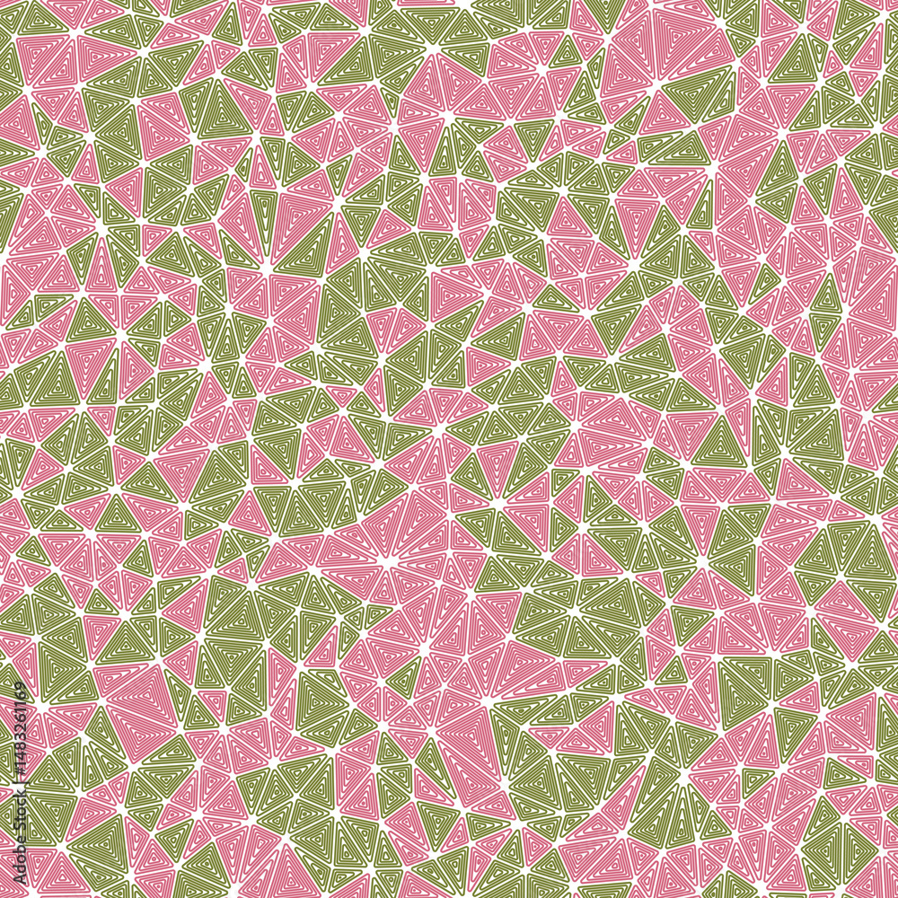 Poster triangle shapes background. small triangles size. multiple repeated inner triangles. multiple colors