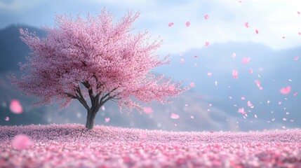 A serene springtime scene of a blossoming tree.