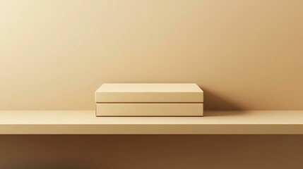 A mockup of a branded fashion show supply packaging box, placed on a shelf