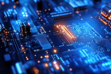 Obraz premium Circuit board technology close-up