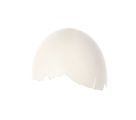 One piece of broken eggshell isolated on white