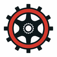 Obraz premium A stylized gear with a red outer ring, symbolizing industry, machinery, and mechanics