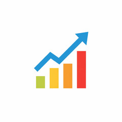 Illustrative image of a rising business chart with a blue upward arrow representing growth