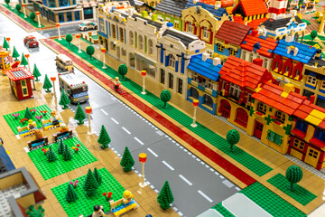Naklejka premium Arad Arad Romania 05 22 2025 Big Lego city expo
