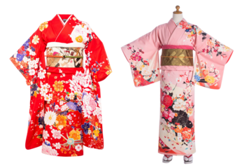 Traditional Japanese Yukata – Rear View on White Background
