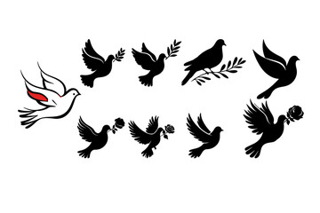 Obraz premium peace bird dove's silhouette