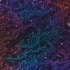 Abstract Colorful Circuit Board Pattern Background