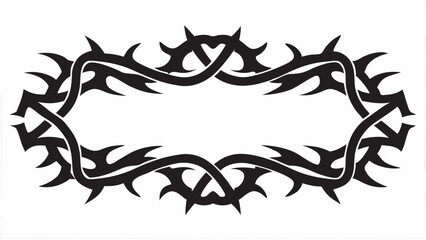 Simple Crown of Thorns Icon, Black and White Vector Design