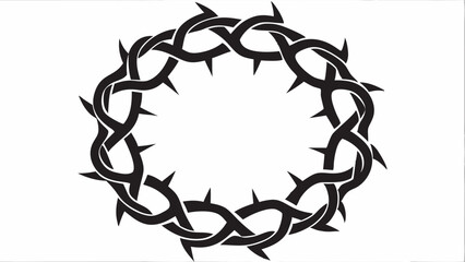 Vector Crown of Thorns, Black Silhouette on White for Religious or Artistic Use