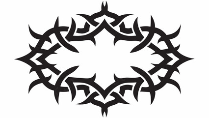Crown of Thorns Art, Monochrome Vector Design on White Tropical-Themed Background