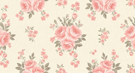Obraz premium Pastel Pink Rose Floral Seamless Pattern Background
