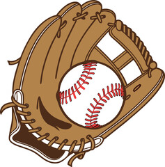 Realistic Baseball Glove Catching Ball Vector Illustration