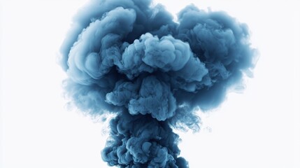 Fototapeta premium Blue Smoke Plume on White Rising Cloud Formation, Abstract Design, Smoke effect , Abstract