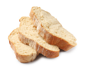 Pieces of fresh bread isolated on white