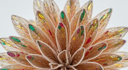 Obraz premium Sparkling Resin Flower Art - Close-up of a meticulously crafted resin flower, showcasing intricate details and vibrant colors. The flower's petals are translucent