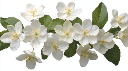 White Mock Orange Flowers Close-up on White,Floral ,Spring