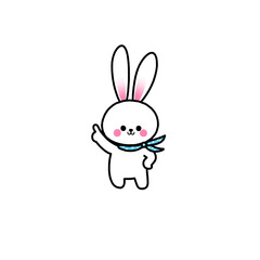 손을 흔드는 토끼 캐릭터