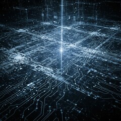 Abstract Digital City Network Glowing Blue Lines
