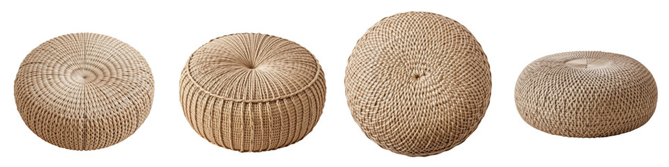 Decorative Handmade Natural Fiber Poufs for Stylish Home Decor