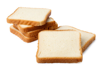 Pieces of fresh toast bread isolated on white