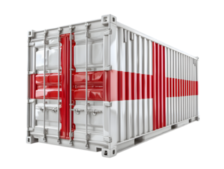 England Flag Shipping Container Isolated on Transparent Background