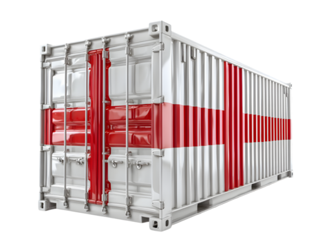 England Flag Shipping Container Isolated on Transparent Background