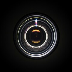 Close-up of Camera Lens with Circular Pattern and Glowing Center