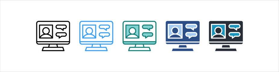 Online Class Icon In Different Style Vector