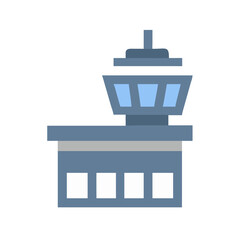 Airport Control Tower Icon Representing Air Traffic Communication and Navigation