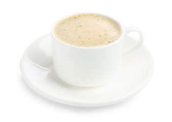 Aromatic coffee in cup isolated on white