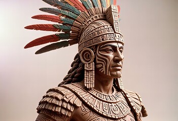 Photo Aztec warrior statue, high quality