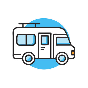 Camper Van Icon Representing Travel, Adventure, and Mobile Living