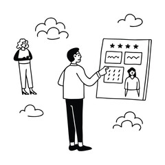 man-giving-feedback-and-coment-and-customers-revie.eps